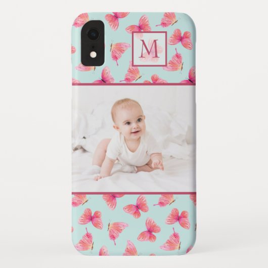 アクアウォーターカラーバタフライモノグラム写真 Case-Mate iPhoneケース (裏面)