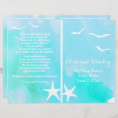 アクアウォーターカラーヒトデビーチ結婚式プログラム (正面/裏面)