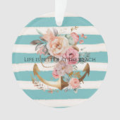 アクアウォーターカラービーチストライプ金ゴールドフローラいかり オーナメント (正面)