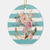 アクアウォーターカラービーチストライプ金ゴールドフローラいかり セラミックオーナメント (左)