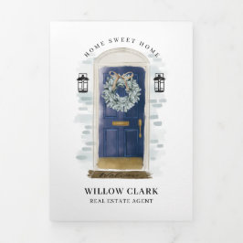 アクアウォーターカラーフロントドア実在エステートマーケティング 三つ折りカード