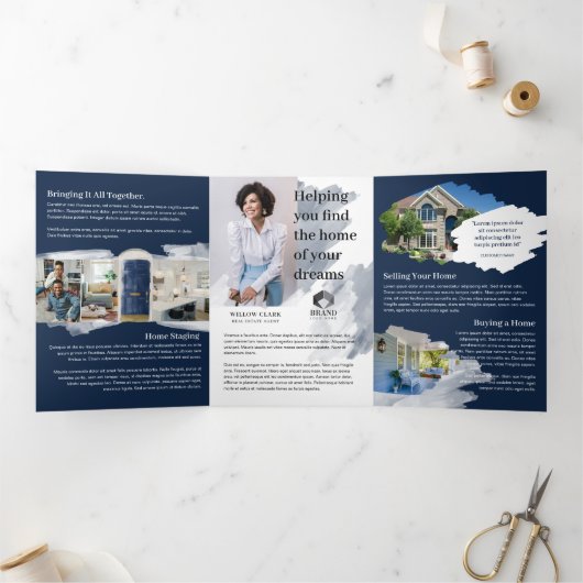 アクアウォーターカラーフロントドア実在エステートマーケティング 三つ折りカード (内部)