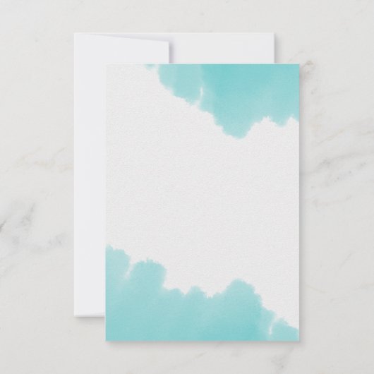 アクアウォーターカラーブラシストロークシンプルウェディングRSVP 出欠カード (裏面)