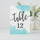 アクアウォーターカラーブラシストロークテーブル番号座席 招待状 (スタンド正面)