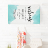 アクアウォーターカラーブラシストローク結婚の歓迎 横断幕 (インサイチュ)