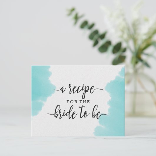 アクアウォーターカラーブラシブライダルシャワーレシピカード ポストカード (スタンド正面)