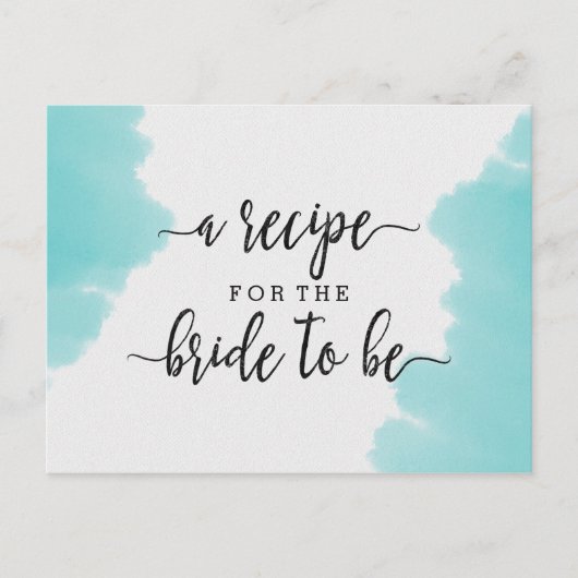 アクアウォーターカラーブラシブライダルシャワーレシピカード ポストカード (正面)