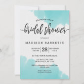 アクアウォーターカラーブラシブライダルシャワー招待 招待状 (正面)