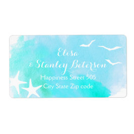 アクアウォーターカラー及びヒトデビーチ結婚式 ラベル