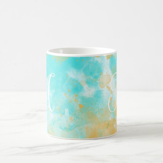 アクアウォーターカラー洗浄&カスタマイズ可能なモノグラムマグカップ コーヒーマグカップ (中央)