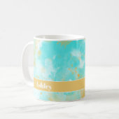 アクアウォーターカラー洗浄&カスタマイズ可能な名前マグカップ コーヒーマグカップ (正面左)