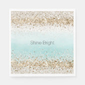 アクアウォーターカラー金ゴールド紙吹雪グリッター スタンダードランチョンナプキン (正面)