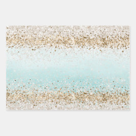 アクアウォーターカラー金ゴールド紙吹雪グリッター ラッピングペーパーシート