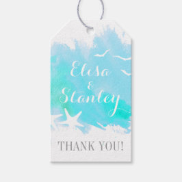 アクアウォーターカラー、ヒトデビーチ結婚式ありがとう ギフトタグ