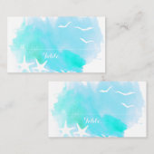 アクアウォーターカラー、ヒトデビーチ結婚式座席表 プレイスカード (正面/裏面)