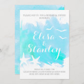 アクアウォーターカラー、ヒトデ結婚ィッシュのリハーサル 招待状 (正面/裏面)