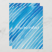 アクアウォーターストライプカラーBABYシャワー 招待状 (正面/裏面)