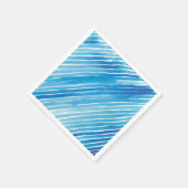 アクアウォーター色のストライプ スタンダードカクテルナプキン (角)