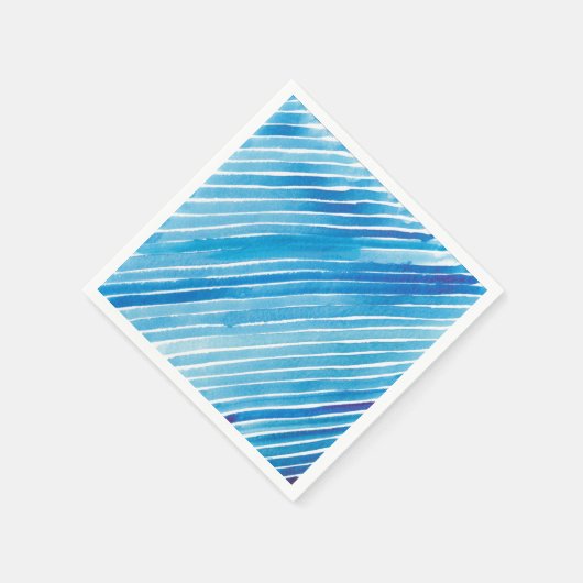 アクアウォーター色のストライプ スタンダードカクテルナプキン (角)