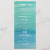 アクアウォーター色ビーチ結婚式式プログラム プログラム (裏面)