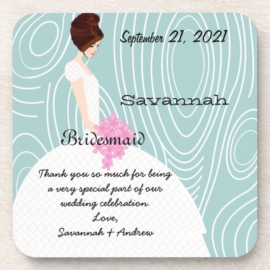 アクアウッドグレインパターンのブリデスメイドコースター コースター (正面)