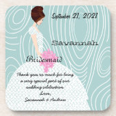 アクアウッドグレインパターンのブリデスメイドコースター コースター (正面)