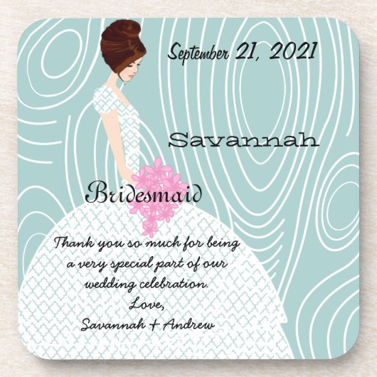 アクアウッドグレインパターンのブリデスメイドコースター コースター (正面)