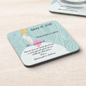 アクアウッドグレインパターンブロンドブリデスメイドコースター コースター (左側)