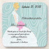 アクアウッドグレインパターンブロンドブリデスメイドコースター コースター (正面)