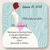 アクアウッドグレインパターンレッドヘッドブリデスメイドコースター コースター (正面)