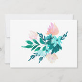 アクアエメラルドグリーンウォーターフローラブライダルシャワー 招待状 (裏面)