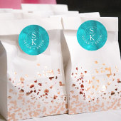 アクアエレガンスターコイズ&ティール（緑がかった色）ウォーターカラー結婚ズ ラウンドシール