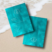 アクアエレガンスターコイズ&ティール（緑がかった色）ウォーターカラー結婚ズ 出欠カード
