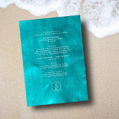 アクアエレガンスターコイズ&ティール(緑がかった色)ウォーターカラー結婚ズ 招待状