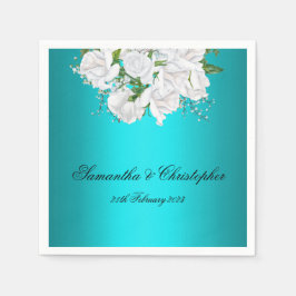 アクアエレガンスホワイトブライダルブケ結婚ス スタンダードカクテルナプキン