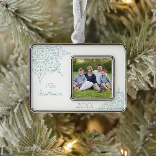 アクアエレガントで冬のスノーフレークデザイン シルバープレートフレームオーナメント (ツリー)