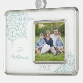 アクアエレガントで冬のスノーフレークデザイン シルバープレートフレームオーナメント (左)
