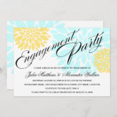 アクアエレガントイエローフローラバースト婚約パーティ 招待状 (正面/裏面)