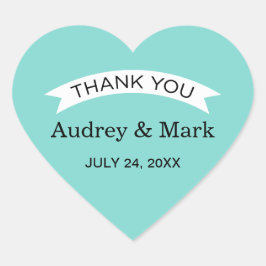 アクアエレガントカスタムウェディングモノグラムありがとう ハートシール