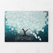 アクアエレガントクールハート結婚リーフ 三つ折り招待状 (カバー)