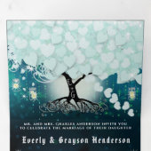 アクアエレガントクールハート結婚リーフ 三つ折り招待状 (内部最初)