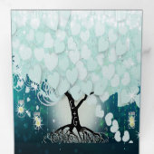 アクアエレガントクールハート結婚リーフ 三つ折り招待状 (内部最初)