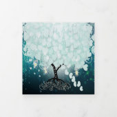 アクアエレガントクールハート結婚リーフ 三つ折り招待状 (カバー)