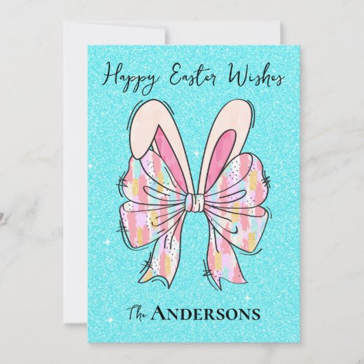 アクアエレガントグリッターイースターバニーイヤーズ&ボウ シーズンカード (正面)