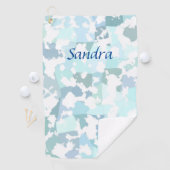 アクアエレガントグレイと白抽象芸術幾何学模様 ゴルフタオル (インサイチュ)