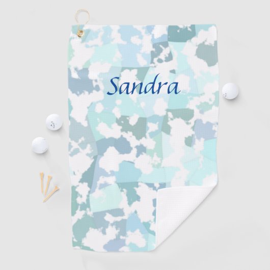 アクアエレガントグレイと白抽象芸術幾何学模様 ゴルフタオル (インサイチュ)