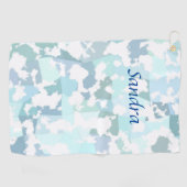 アクアエレガントグレイと白抽象芸術幾何学模様 ゴルフタオル (横)