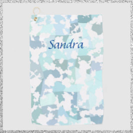 アクアエレガントグレイと白抽象芸術幾何学模様 ゴルフタオル