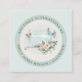 アクアエレガントグレイ裁縫マシンフローラテーラーsq スクエア名刺 (正面)