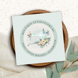 アクアエレガントグレイ裁縫マシンフローラテーラーsq スクエア名刺